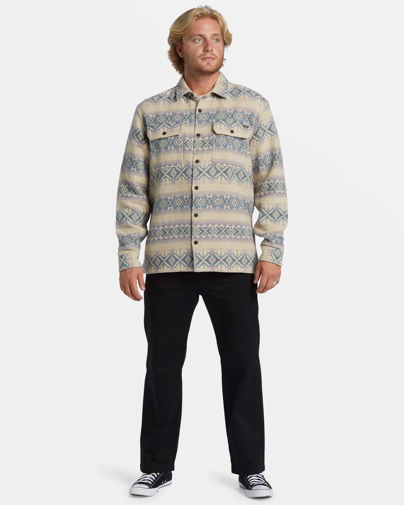 Load image into Gallery viewer, Billabong Men&#39;s Offshore Jacquard Flannel Long Sleeve Shirt Taupe ABYWT00249_TAU
