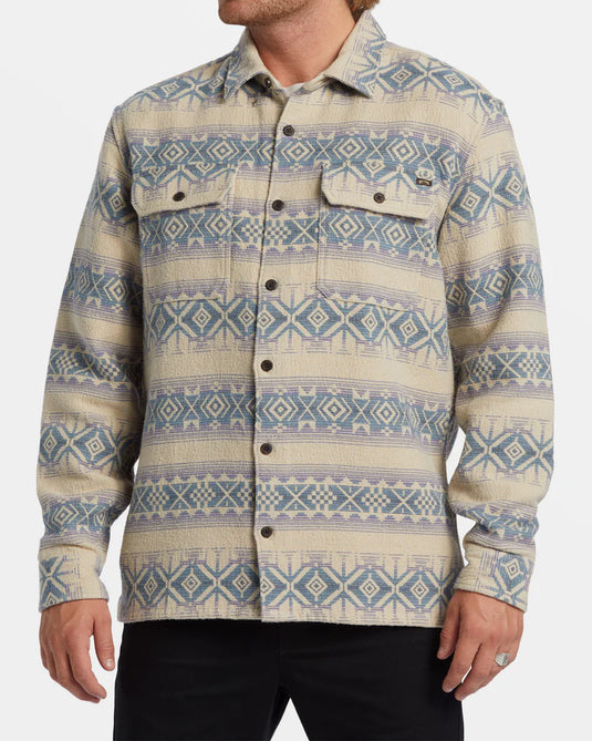 Billabong Men's Offshore Jacquard Flannel Long Sleeve Shirt Taupe ABYWT00249_TAU