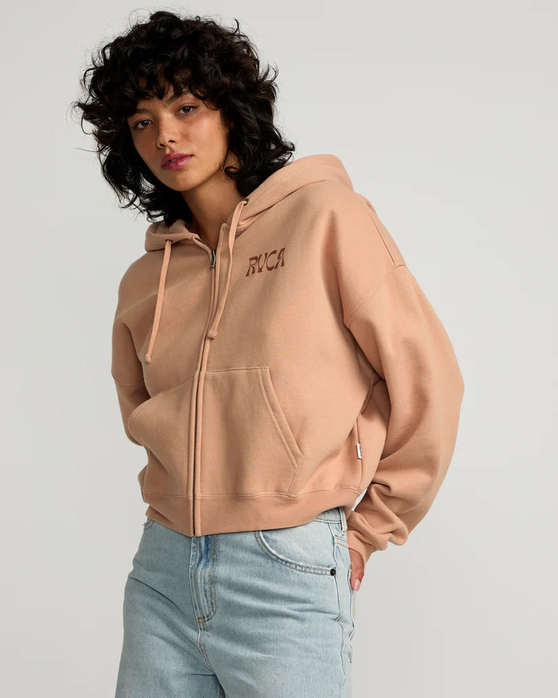 Load image into Gallery viewer, RVCA Women&#39;s Court Zip Hoodie Warm Taupe AVJSF00318_CKA0
