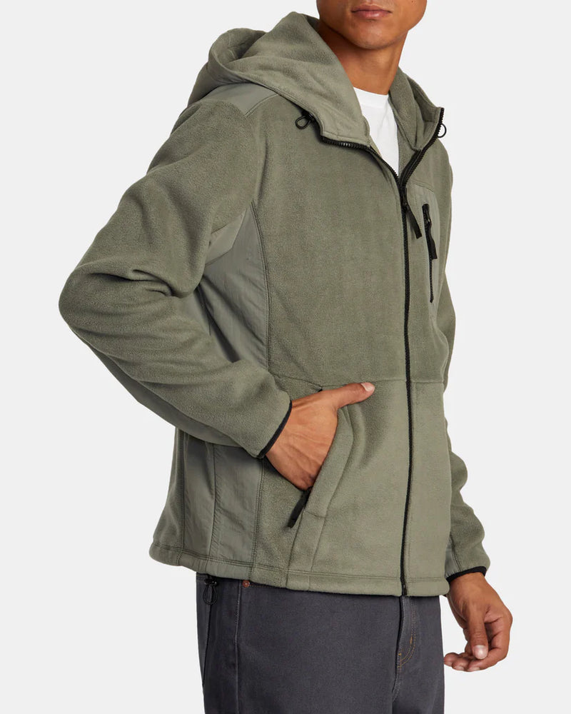 Load image into Gallery viewer, RVCA Men&#39;s Block Fleece Zip Sage Leaf AVYFT00372_SLE
