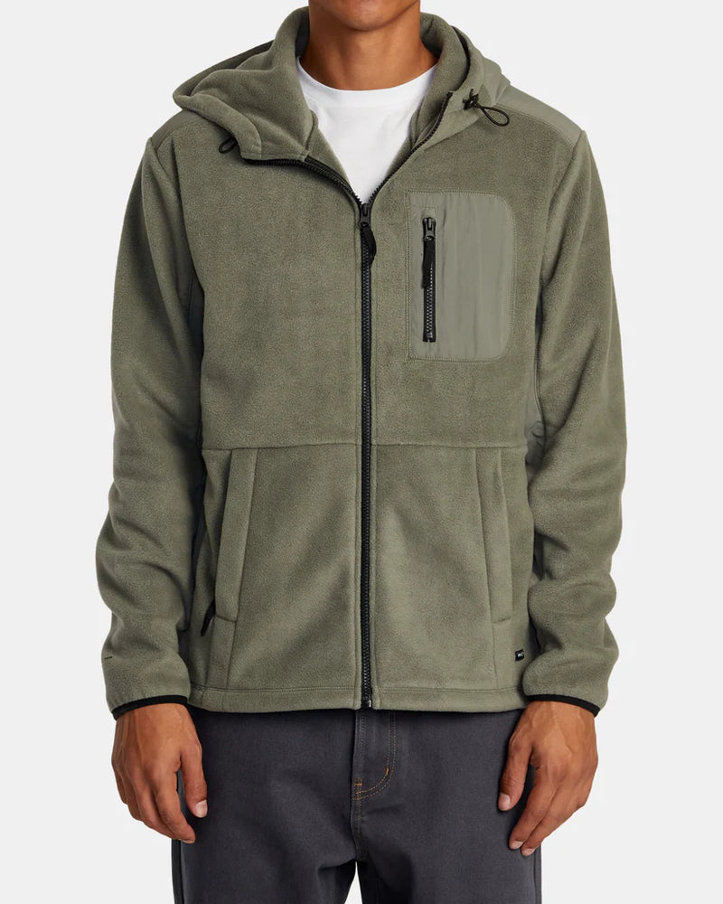 Load image into Gallery viewer, RVCA Men&#39;s Block Fleece Zip Sage Leaf AVYFT00372_SLE
