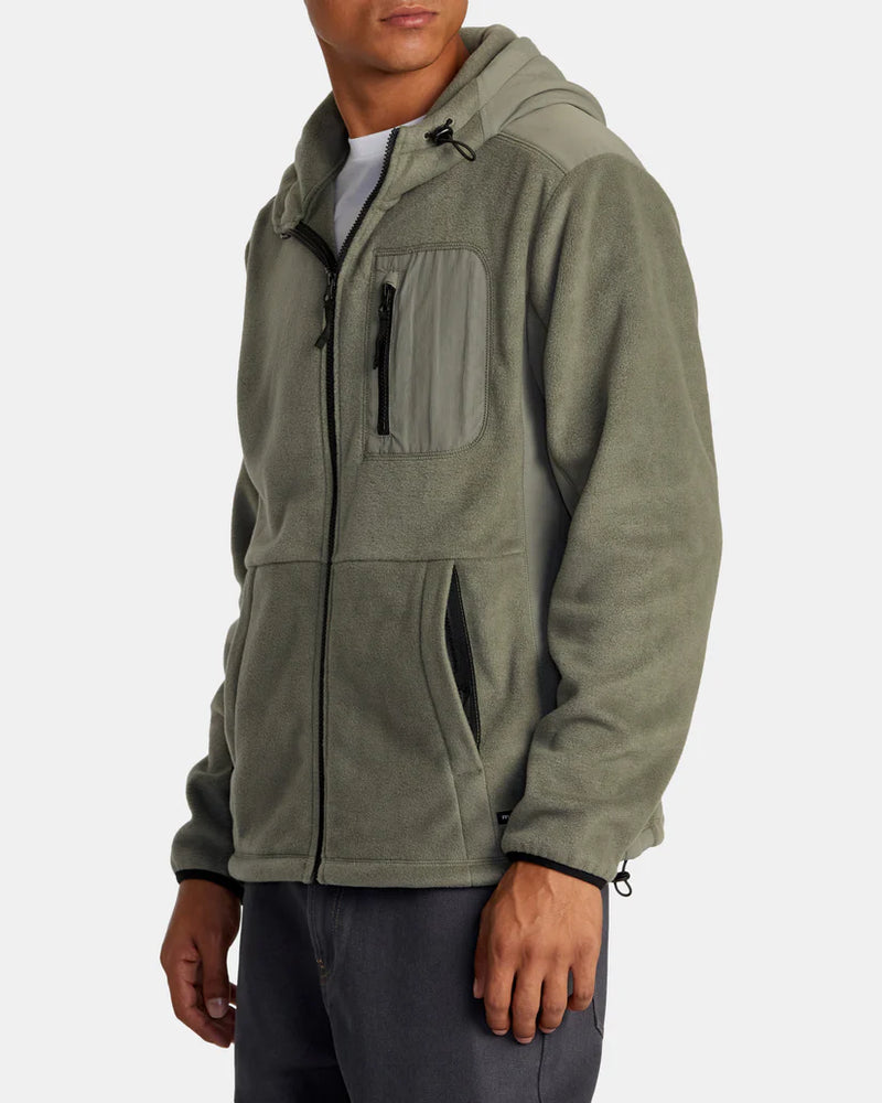 Load image into Gallery viewer, RVCA Men&#39;s Block Fleece Zip Sage Leaf AVYFT00372_SLE
