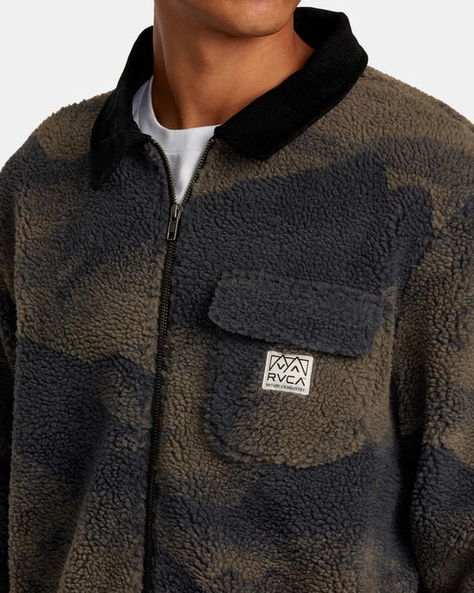 RVCA Walker Sherpa FLeece Jacket Blue Haze AVYFT00387_BN4