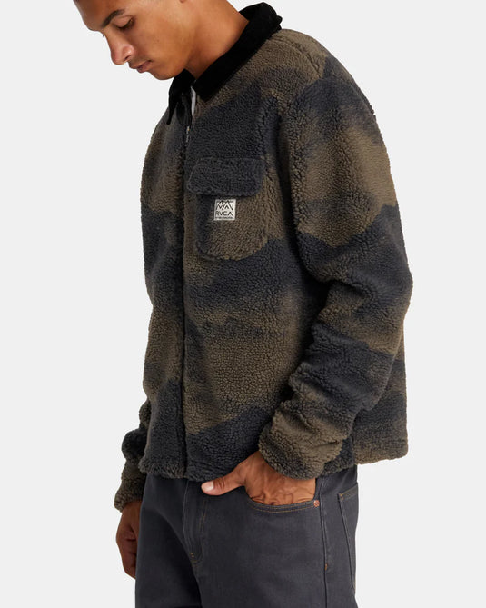 RVCA Walker Sherpa FLeece Jacket Blue Haze AVYFT00387_BN4