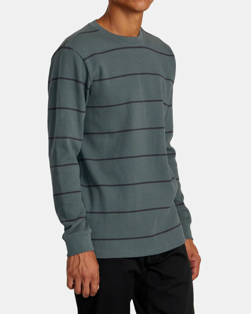 Load image into Gallery viewer, RVCA Men&#39;s Dayshift Thermal Stripe Balsam Green AVYKT00316_ABG
