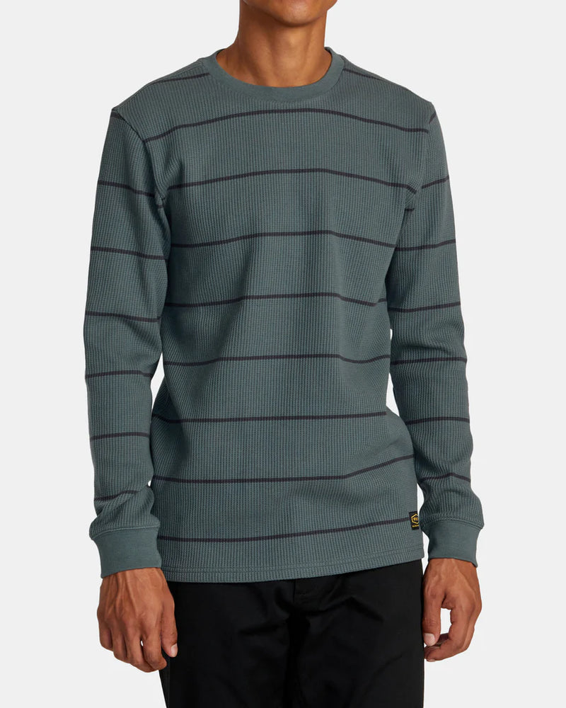 Load image into Gallery viewer, RVCA Men&#39;s Dayshift Thermal Stripe Balsam Green AVYKT00316_ABG
