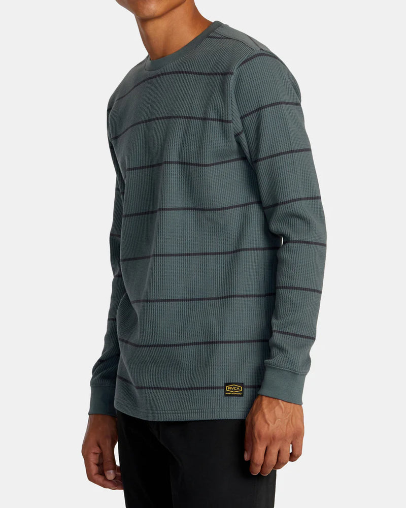 Load image into Gallery viewer, RVCA Men&#39;s Dayshift Thermal Stripe Balsam Green AVYKT00316_ABG
