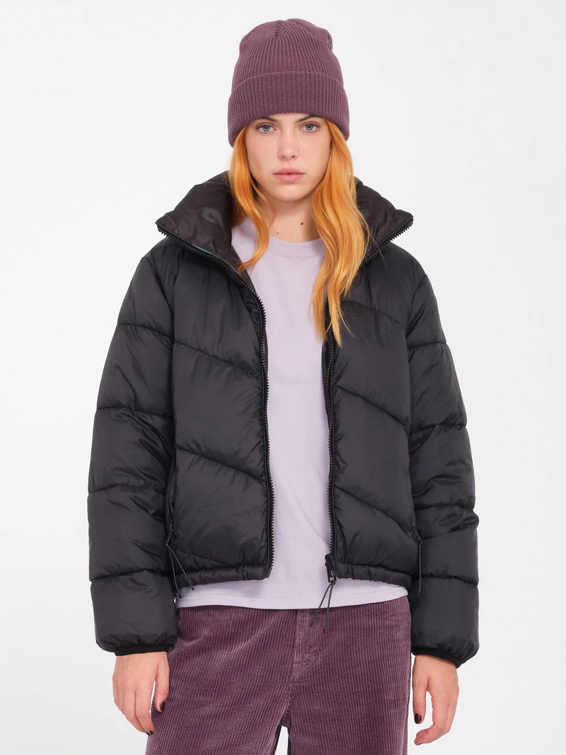 Load image into Gallery viewer, Volcom Women&#39;s Stone Sense Puff Jacket (Reversible) Black B1732404_BLK
