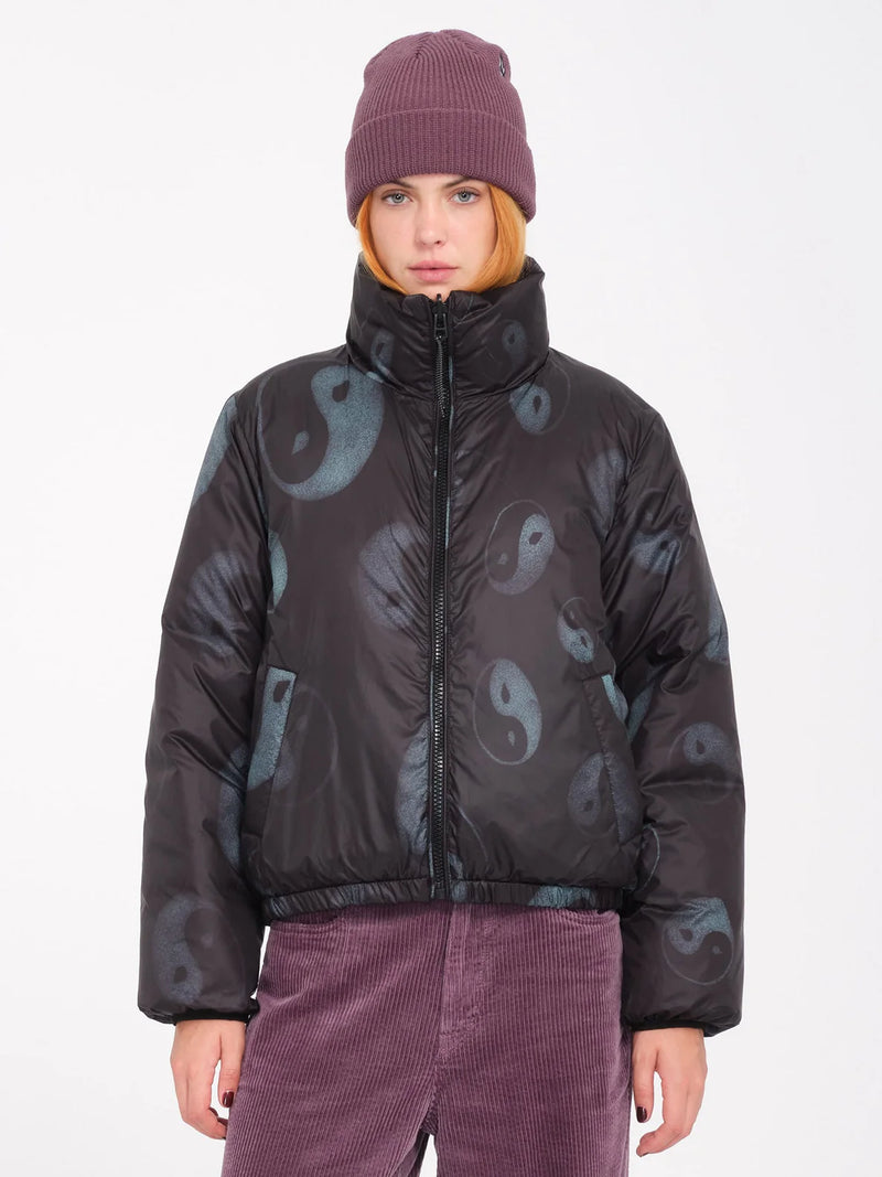 Load image into Gallery viewer, Volcom Women&#39;s Stone Sense Puff Jacket (Reversible) Black B1732404_BLK
