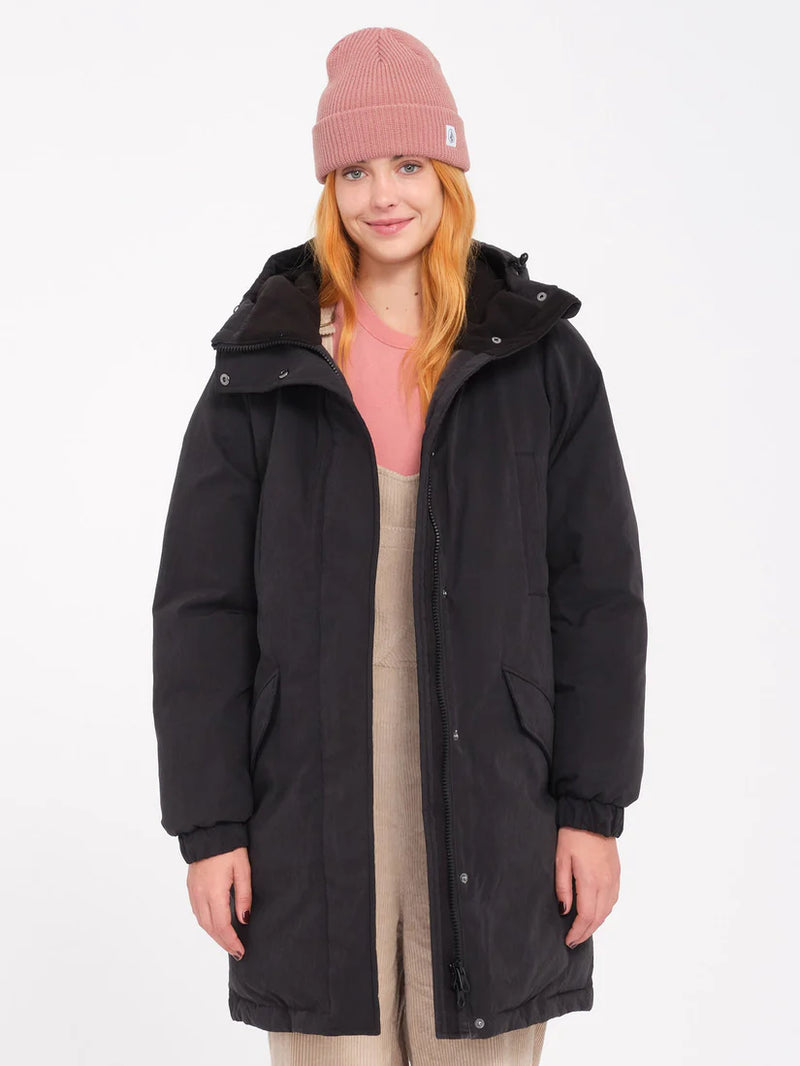 Load image into Gallery viewer, Volcom Women&#39;s Sleepi Puff Up Parka Jacket Black B1732408-BLK
