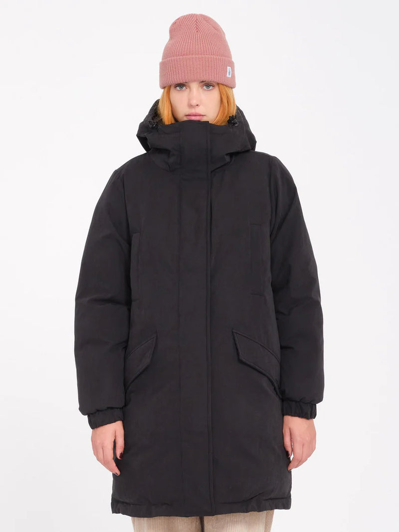 Load image into Gallery viewer, Volcom Women&#39;s Sleepi Puff Up Parka Jacket Black B1732408-BLK
