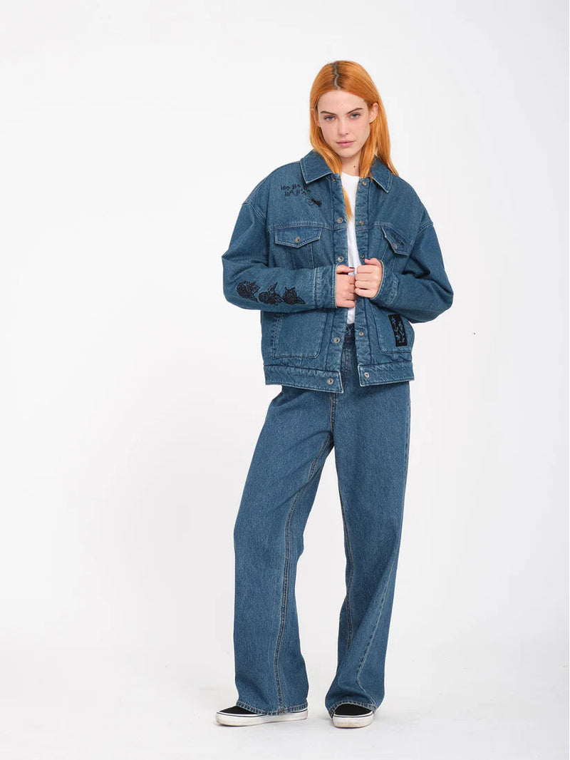 Load image into Gallery viewer, Volcom Women&#39;s Stoned High Rise Jeans Indigo Ridge Wash B1932400_IRW
