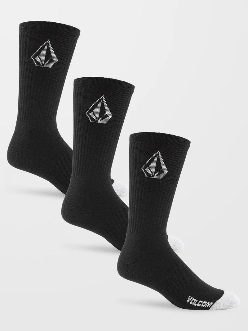 Load image into Gallery viewer, Volcom Men&#39;s Full Stone Socks (3 Pack) Black D6302004-BLK
