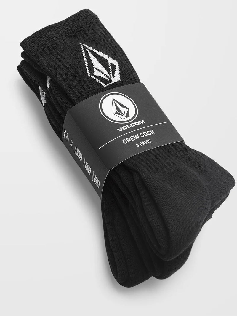 Load image into Gallery viewer, Volcom Men&#39;s Full Stone Socks (3 Pack) Black D6302004-BLK
