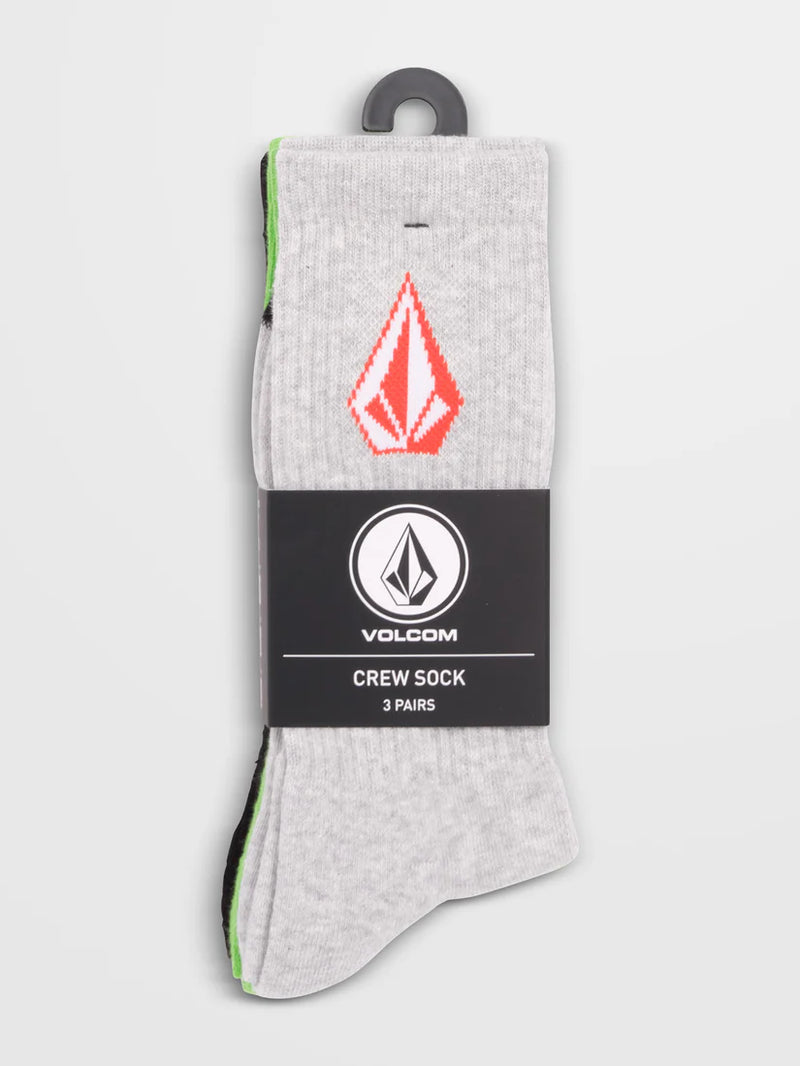 Load image into Gallery viewer, Volcom Men&#39;s Full Stone (3 Pack) Socks Electric Green D6312400_ELG
