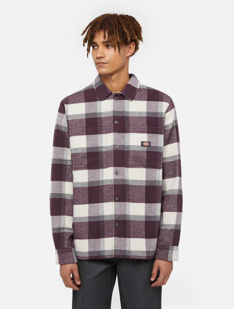 Load image into Gallery viewer, Dickies Men&#39;s Plaid Coaling Long Sleeve Shirt Plum DK0A4XZZJ56
