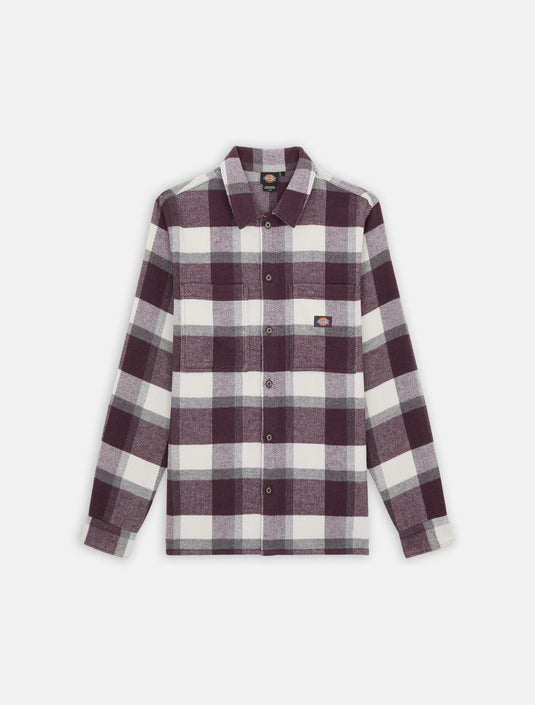 Dickies Men's Plaid Coaling Long Sleeve Shirt Plum DK0A4XZZJ56