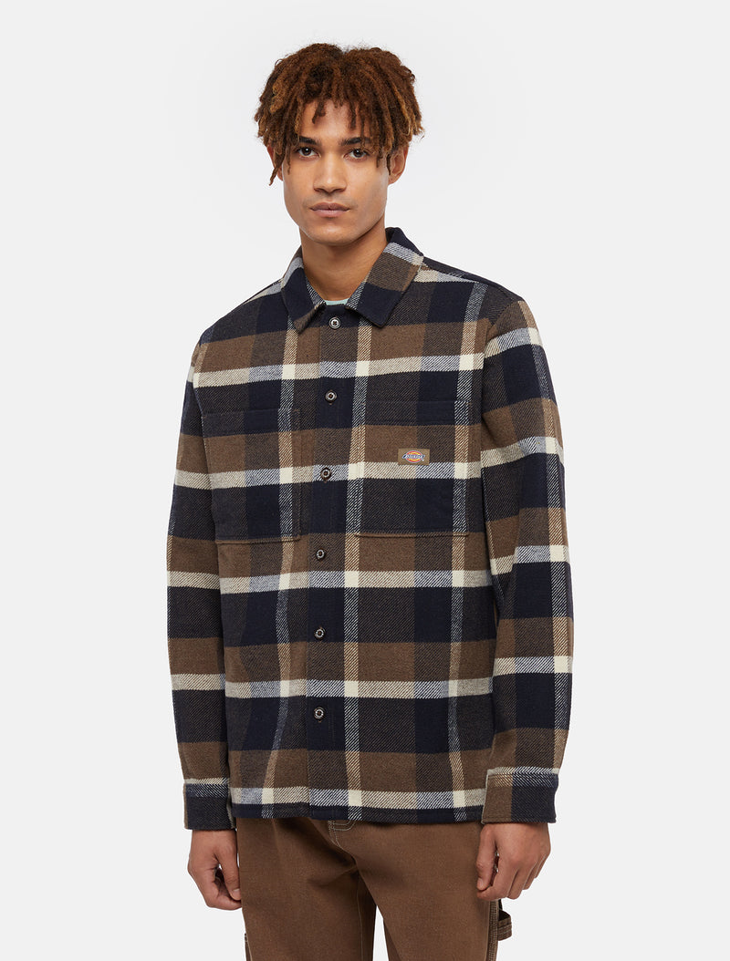 Load image into Gallery viewer, Dickies Men&#39;s Plaid Coaling Long Sleeve Shirt Mushroom DK0A4XZZMR
