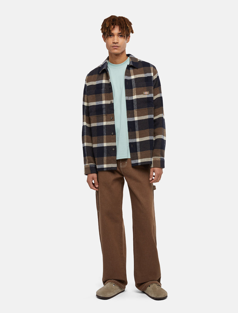 Load image into Gallery viewer, Dickies Men&#39;s Plaid Coaling Long Sleeve Shirt Mushroom DK0A4XZZMR
