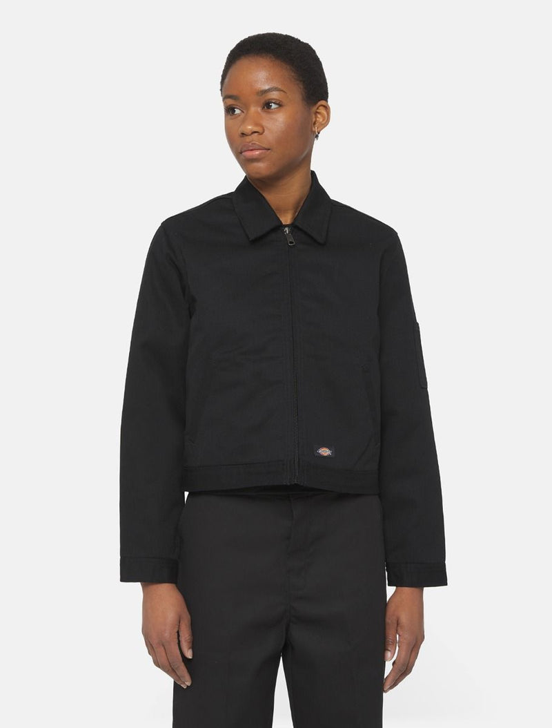 Load image into Gallery viewer, Dickies Women&#39;s Lined Eisenhower Cropped Jacket Black DK0A4Z23BLK
