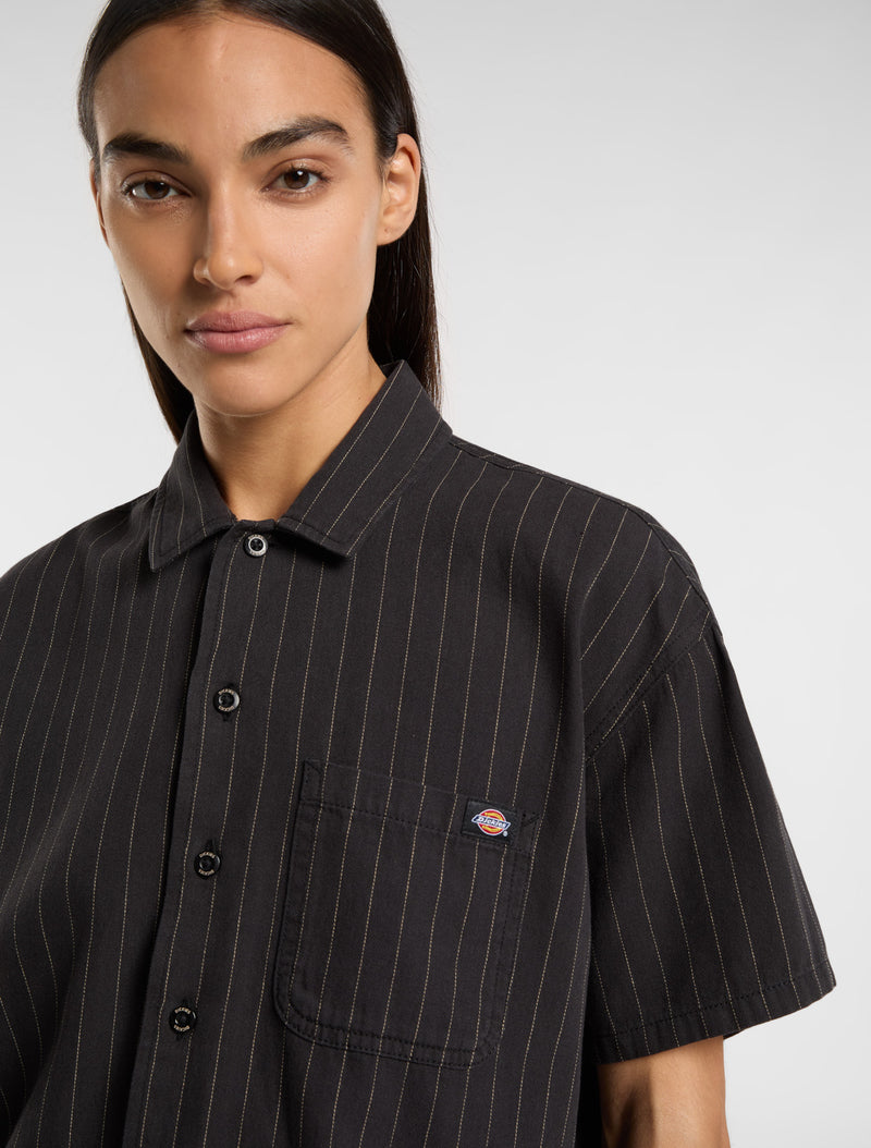 Load image into Gallery viewer, Dickies Women&#39;s Service Short-Sleeve Shirt Black DK0A4Z7UBLK
