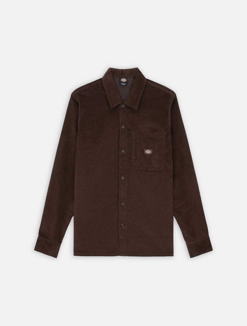 Load image into Gallery viewer, Dickies Men&#39;s Corduroy Long Sleeve Shirt Chocolate Brown DK0A86520CB
