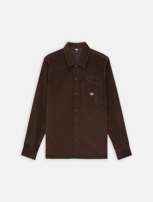 Dickies Men's Corduroy Long Sleeve Shirt Chocolate Brown DK0A86520CB