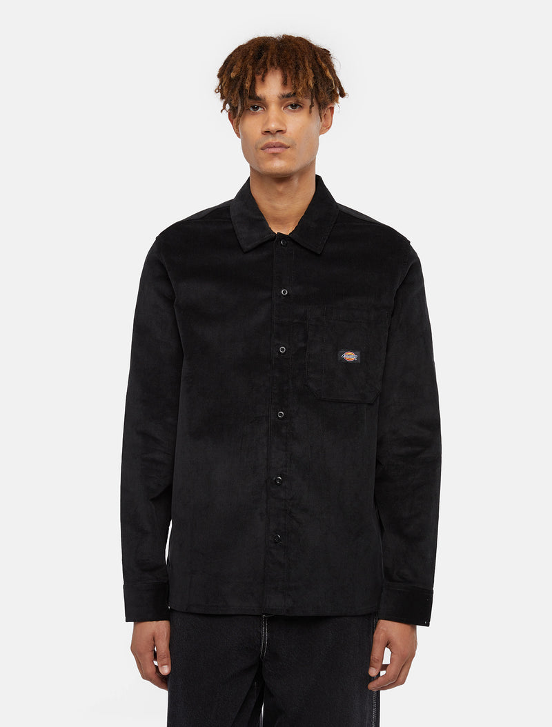 Load image into Gallery viewer, Dickies Men&#39;s Corduroy Long Sleeve Shirt Black DK0A8652BLK
