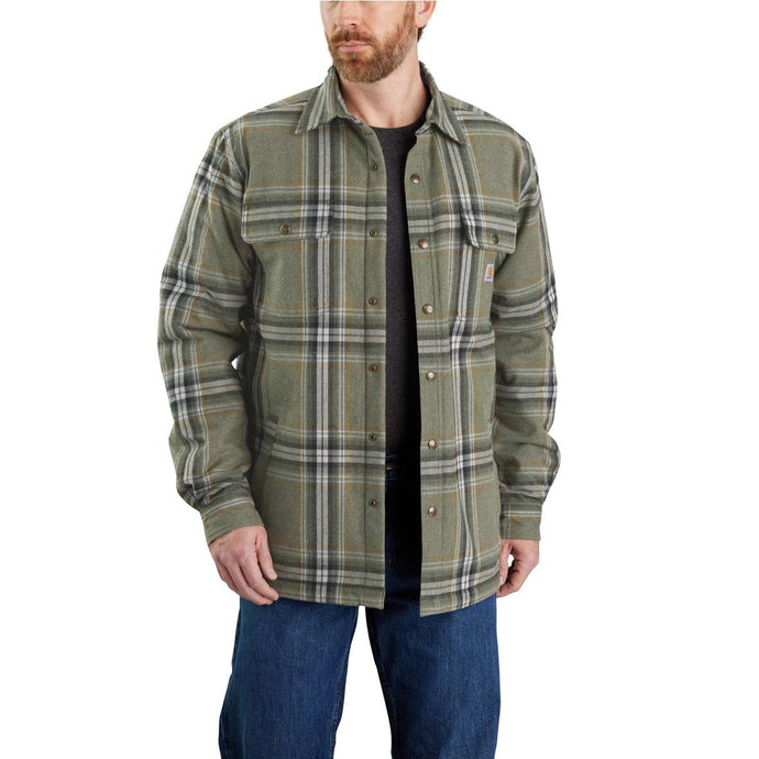 Carhartt Men's Relaxed Fit Flannel Sherpa Lined Shirt Jacket Basil 105430-G72