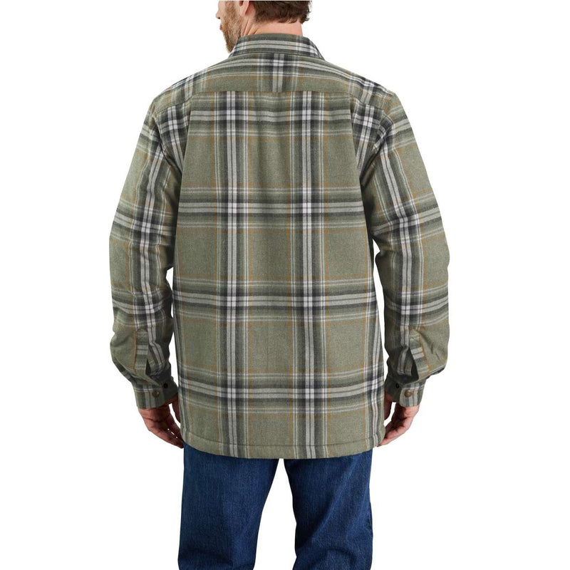 Load image into Gallery viewer, Carhartt Men&#39;s Relaxed Fit Flannel Sherpa Lined Shirt Jacket Basil 105430-G72
