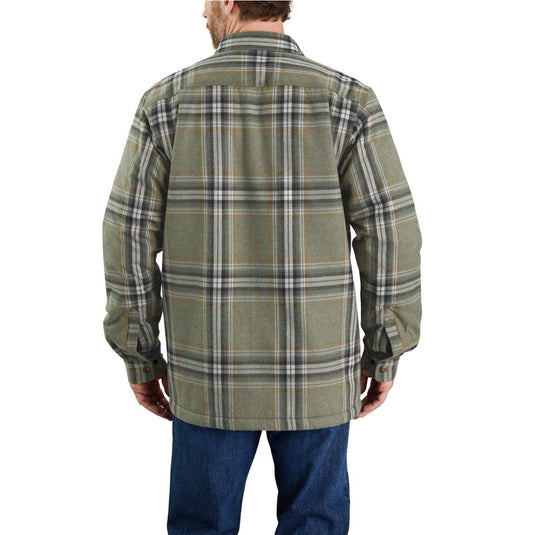 Carhartt Men's Relaxed Fit Flannel Sherpa Lined Shirt Jacket Basil 105430-G72