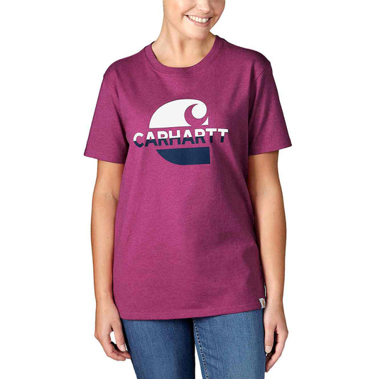 Carhartt Women's Loose Fit Heavyweight Feded C Graphic T-Shirt Magenta Agate 105738-P40