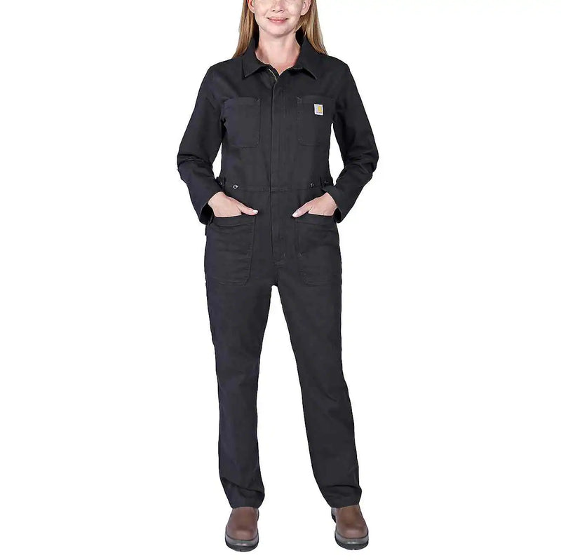 Load image into Gallery viewer, Carhartt Women&#39;s Rugged Flex Canvas Overall Black 106071-N04
