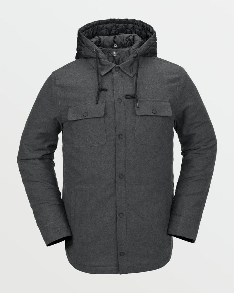 Load image into Gallery viewer, Volcom Men&#39;s Insulated Riding Flannel Jacket Heather Black G1652501_HBK
