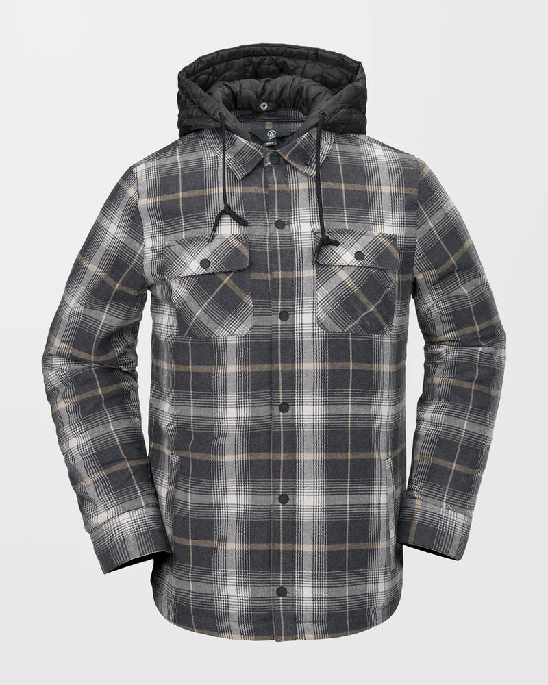 Load image into Gallery viewer, Volcom Men&#39;s Insulated Riding Flannel Jacket Stone G1652501_STN
