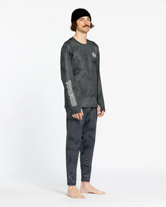 Volcom Men's V-Science Crew Base Layer Black Print G2152502_BLK