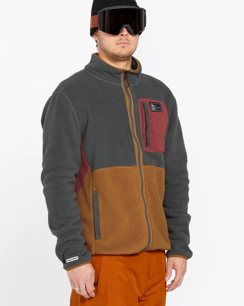 Load image into Gallery viewer, Volcom Men&#39;s Fleecer Full Zip Fleece Charcoal  G4852501_CHR
