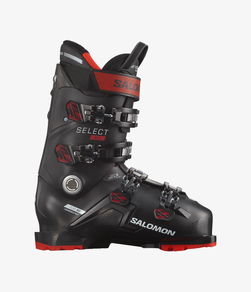 Load image into Gallery viewer, Salomon Men&#39;s Select Hv 90 Ski Boots Black/Red/Beluga L47342800
