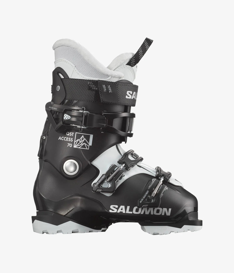 Load image into Gallery viewer, Salomon Women&#39;s QST Access 70 Ski Boots Black/White/Beluga L47344500
