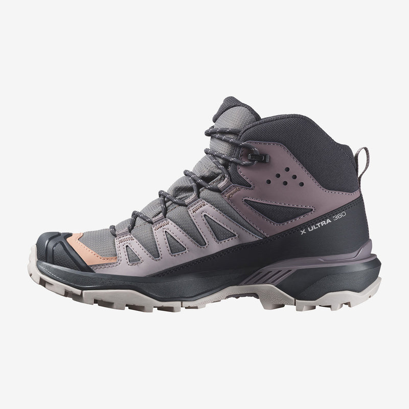 Load image into Gallery viewer, Salomon Women&#39;s X Ultra 360 Mid Gore-Tex Hiking Shoes Plum Kitten/Phantom/Cork L47448700
