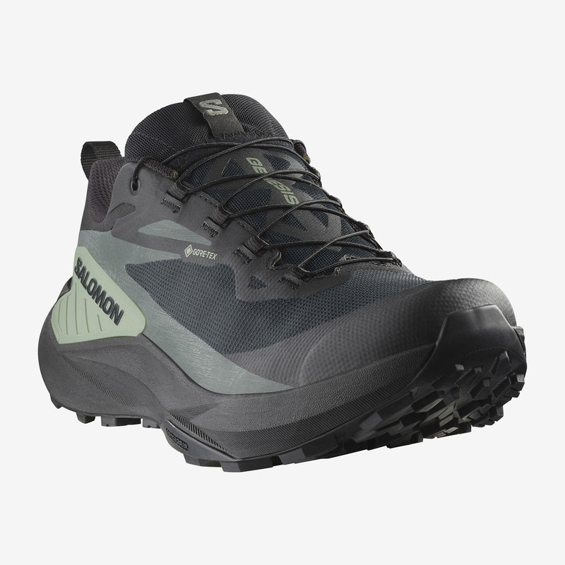 Load image into Gallery viewer, Salomon Men&#39;s Genesis Gore-Tex Trail Running Shoes Black/Agave Green/Urban Chic L47518700
