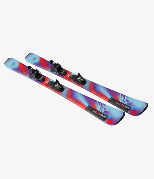 Salomon Kid's Qst S And C5 140 Ski Set Pastel Neon Blue 3/Poppy Red/Black L47660300