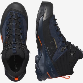 Load image into Gallery viewer, Salomon Men&#39;s X Ultra Alpine Mid Gore-Tex Hiking Shoes Blue Nights/Black/Red Orange L47686500
