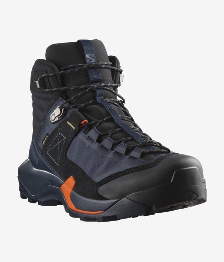 Load image into Gallery viewer, Salomon Men&#39;s X Ultra Alpine Mid Gore-Tex Hiking Shoes Blue Nights/Black/Red Orange L47686500
