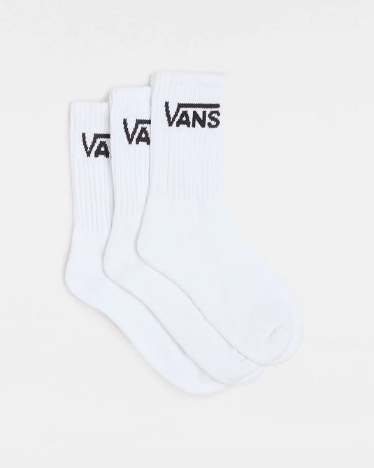 Vans Women's Classic Crew Socks (3 pairs) White VN0A49ZFWHT