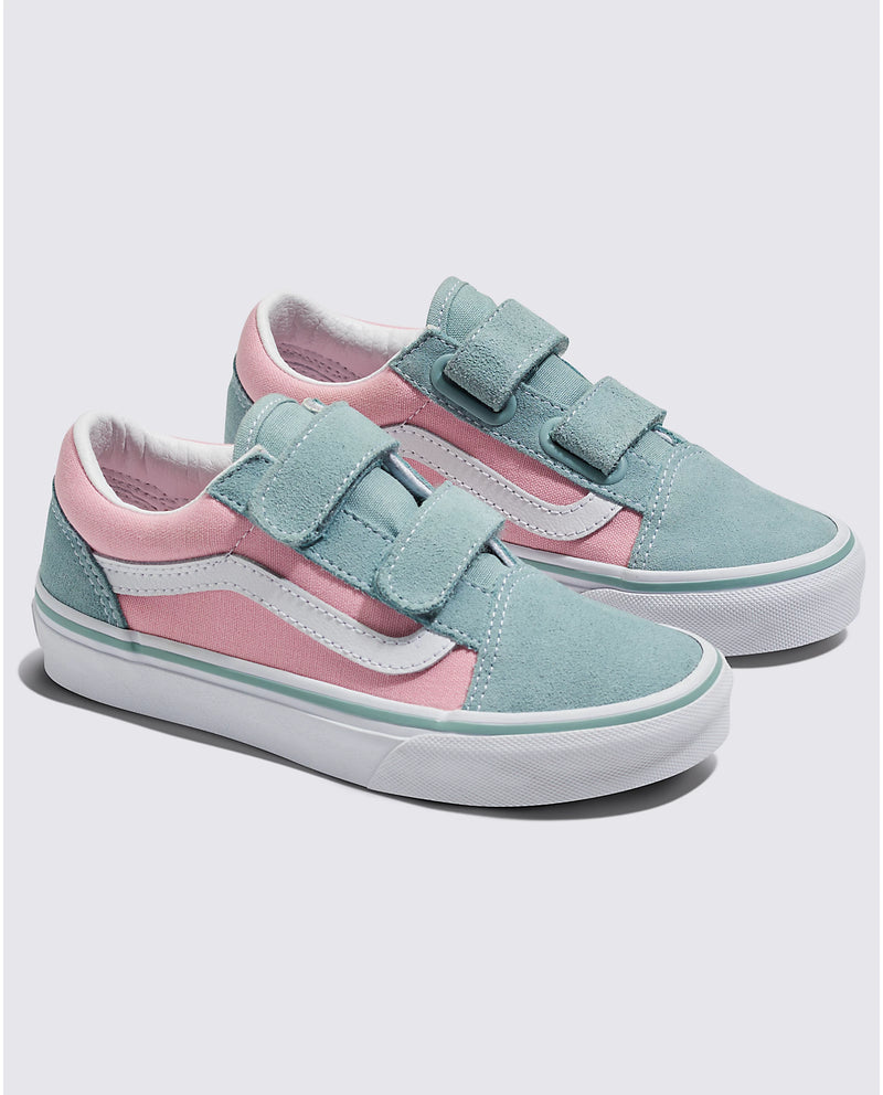 Load image into Gallery viewer, Vans Kids&#39; Old Skool V Shoes 2-Tone Gray/Pink VN000CYDDFB
