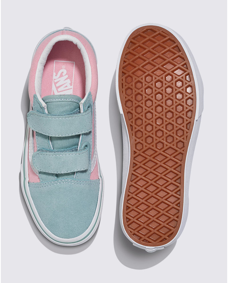 Load image into Gallery viewer, Vans Kids&#39; Old Skool V Shoes 2-Tone Gray/Pink VN000CYDDFB
