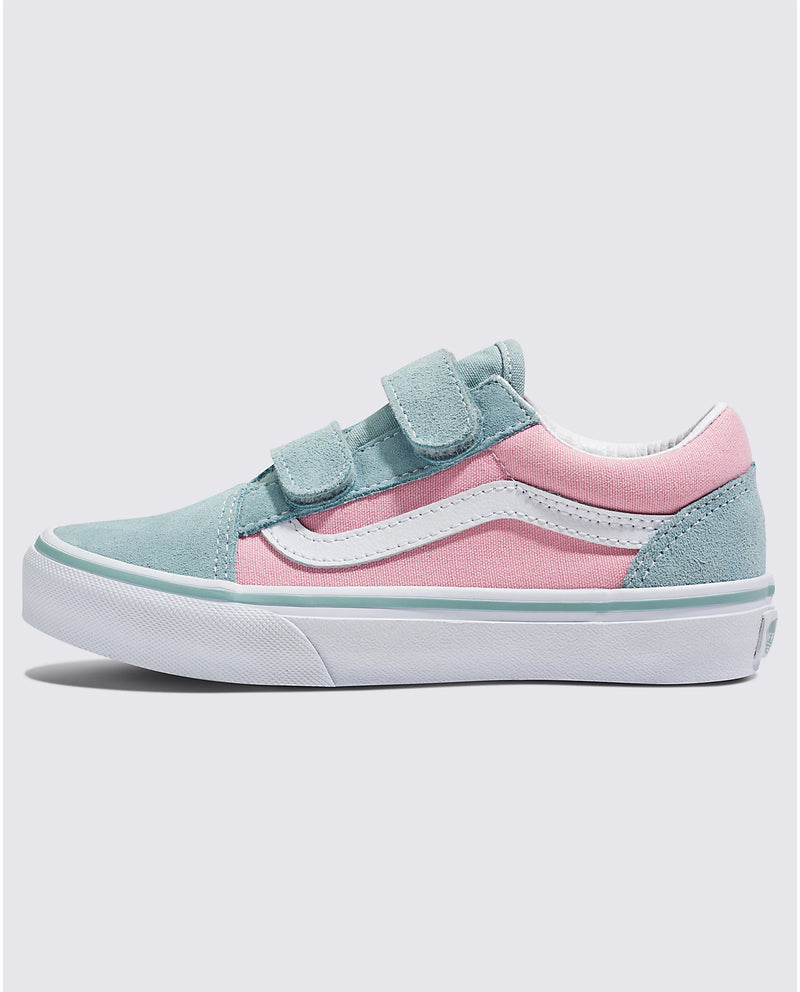 Load image into Gallery viewer, Vans Kids&#39; Old Skool V Shoes 2-Tone Gray/Pink VN000CYDDFB
