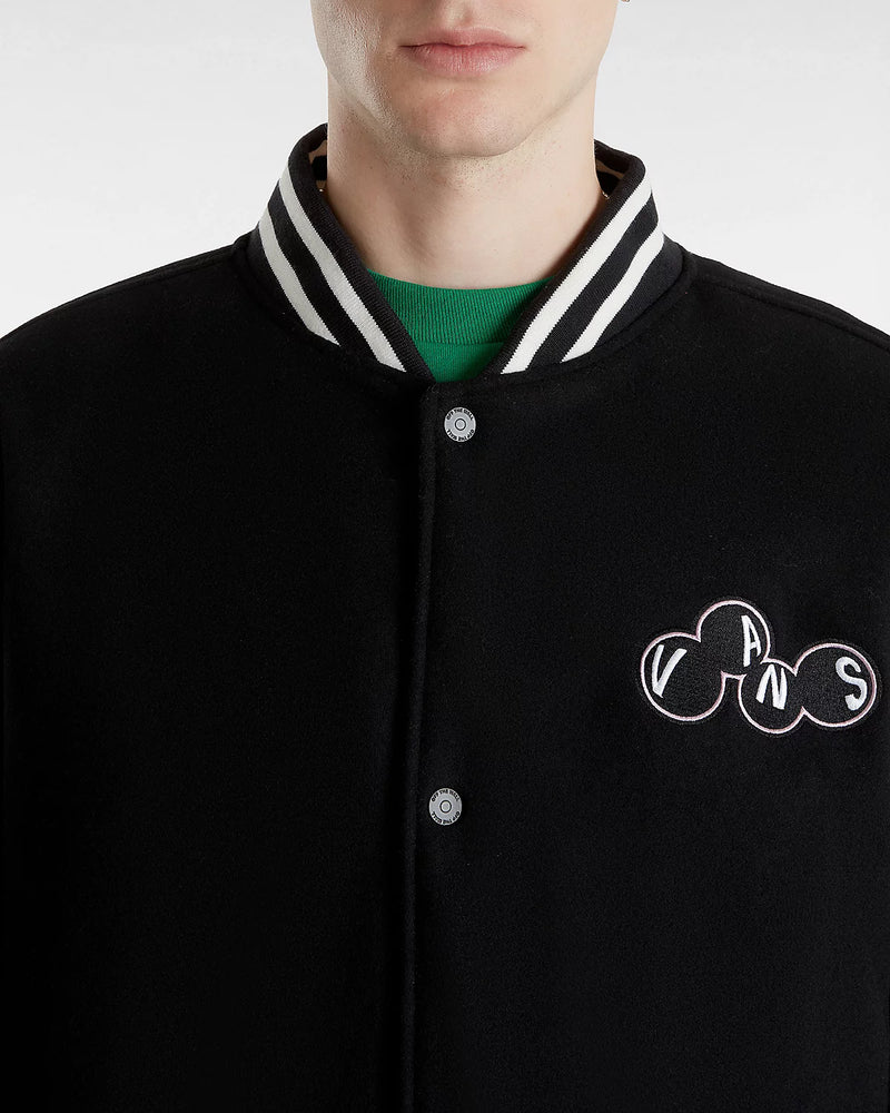 Load image into Gallery viewer, Vans Men&#39;s Scuttle Baseball Jacket Black VN000HMNBLK
