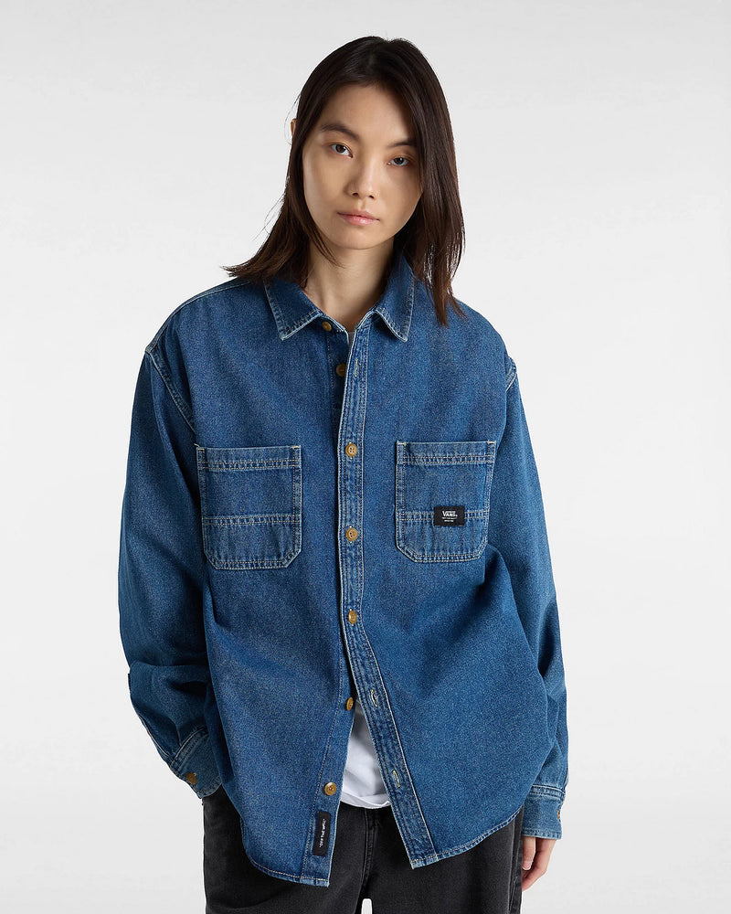 Load image into Gallery viewer, Vans Unisex Stevens Denim Long Sleeve Woven Shirt Blue VN000HNTAHU
